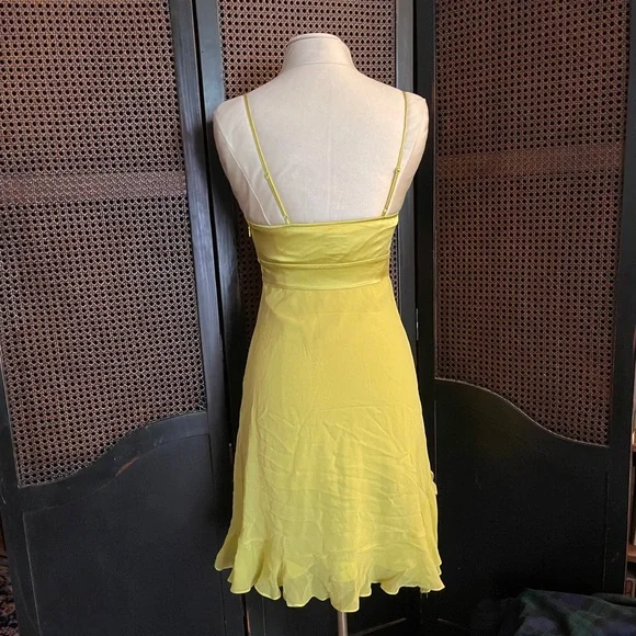 KAREN MILLEN Silk Chartreuse Ruffled Dress - Picture 3 of 11